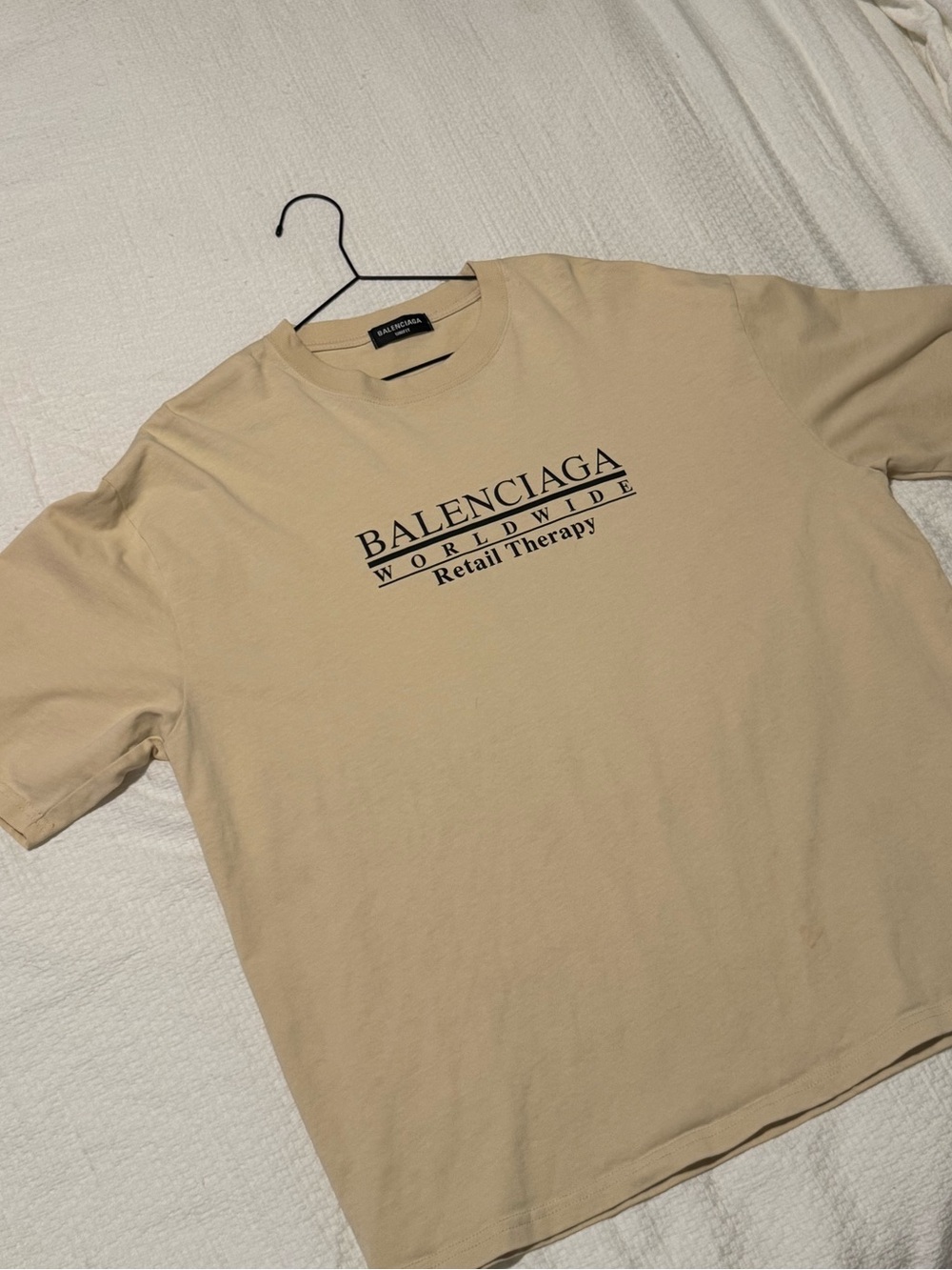 Balenciaga Beige 'Worldwide Retail Therapy' Logo Tee